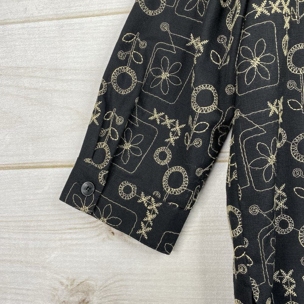 Alfred Dunner Womens Cardigan Jacket 12 Petite Black Embroidered Button Up - Picture 12 of 12